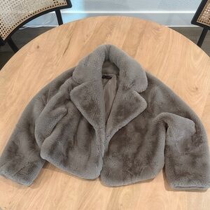 Stella + Lorenzo Soft Gray Faux Fur Coat